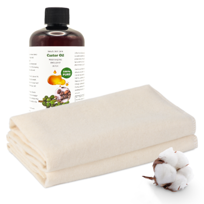 Picture of 2Pcs Cotton Flannel with Cold Pressed Castor Oil, 8fl.oz/250ml
